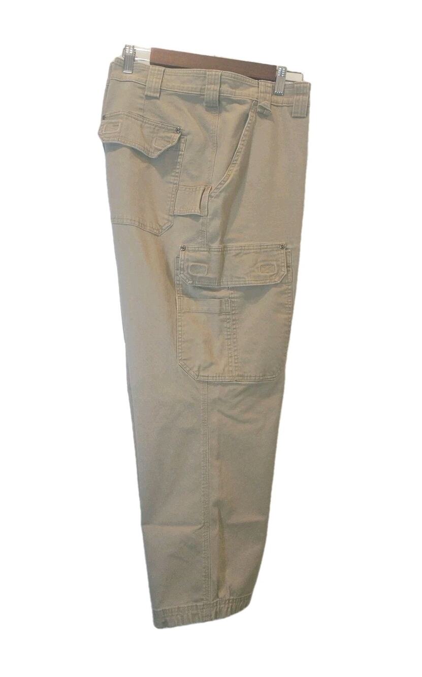 Duluth Trading Mens Flex Fire Hose Stretch Cargo Work Pants 42x30 Light Khaki - Picture 1 of 10